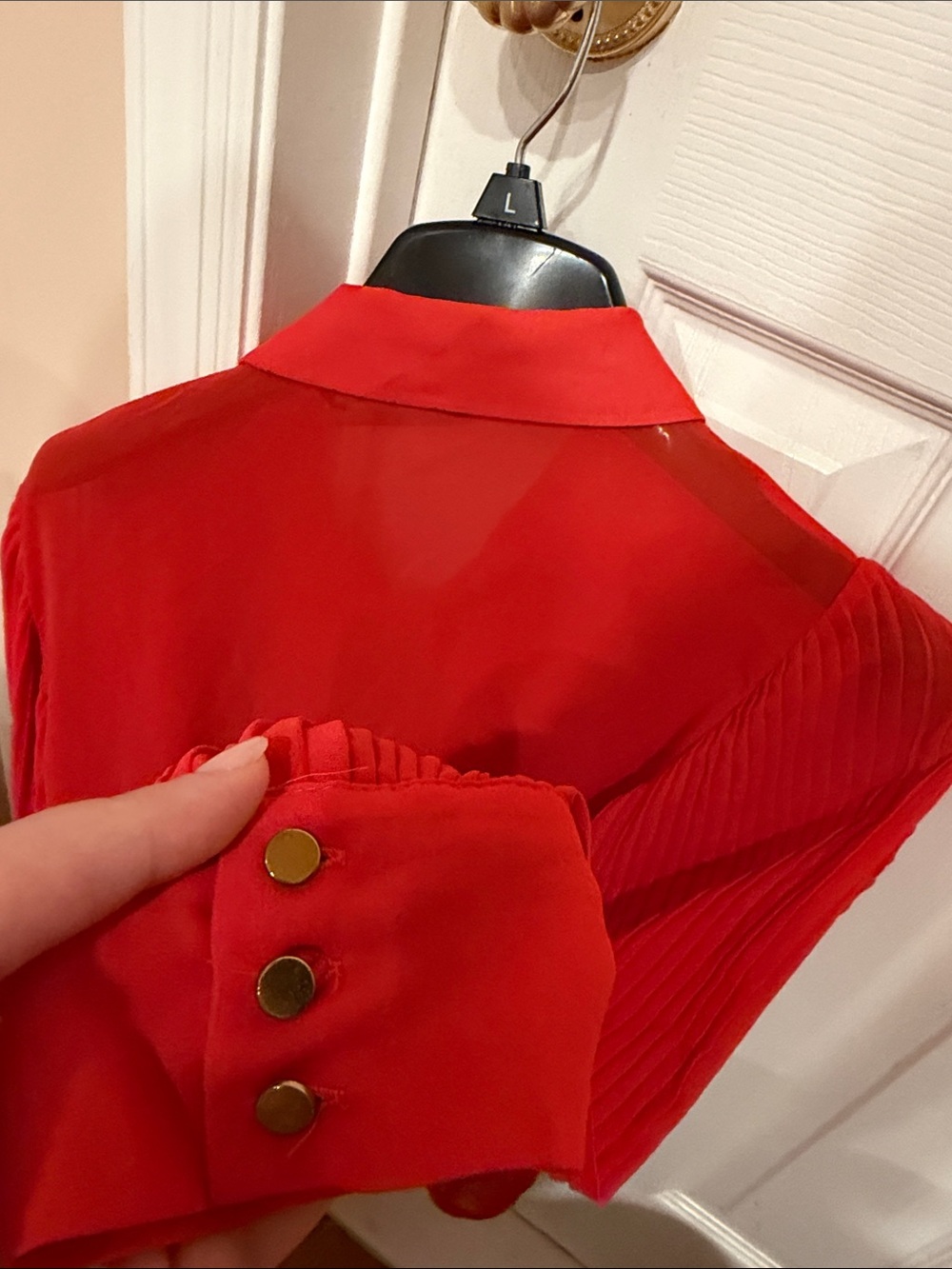 Zara Red Ruffle Flow Blouse - Picture 9 of 10